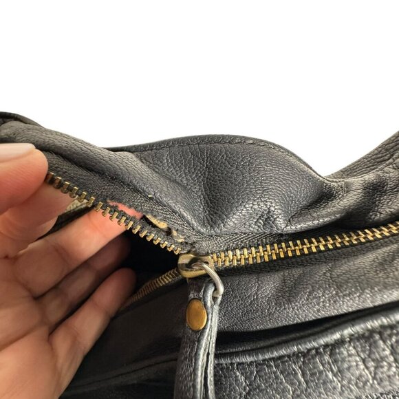 Black leather fringe crossbody handbag bag - Picture 9 of 10